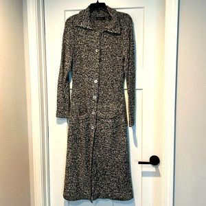 Moda International Black and White Knit Sweater Duster